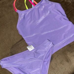 Purple Bikini Set with Colorful Straps